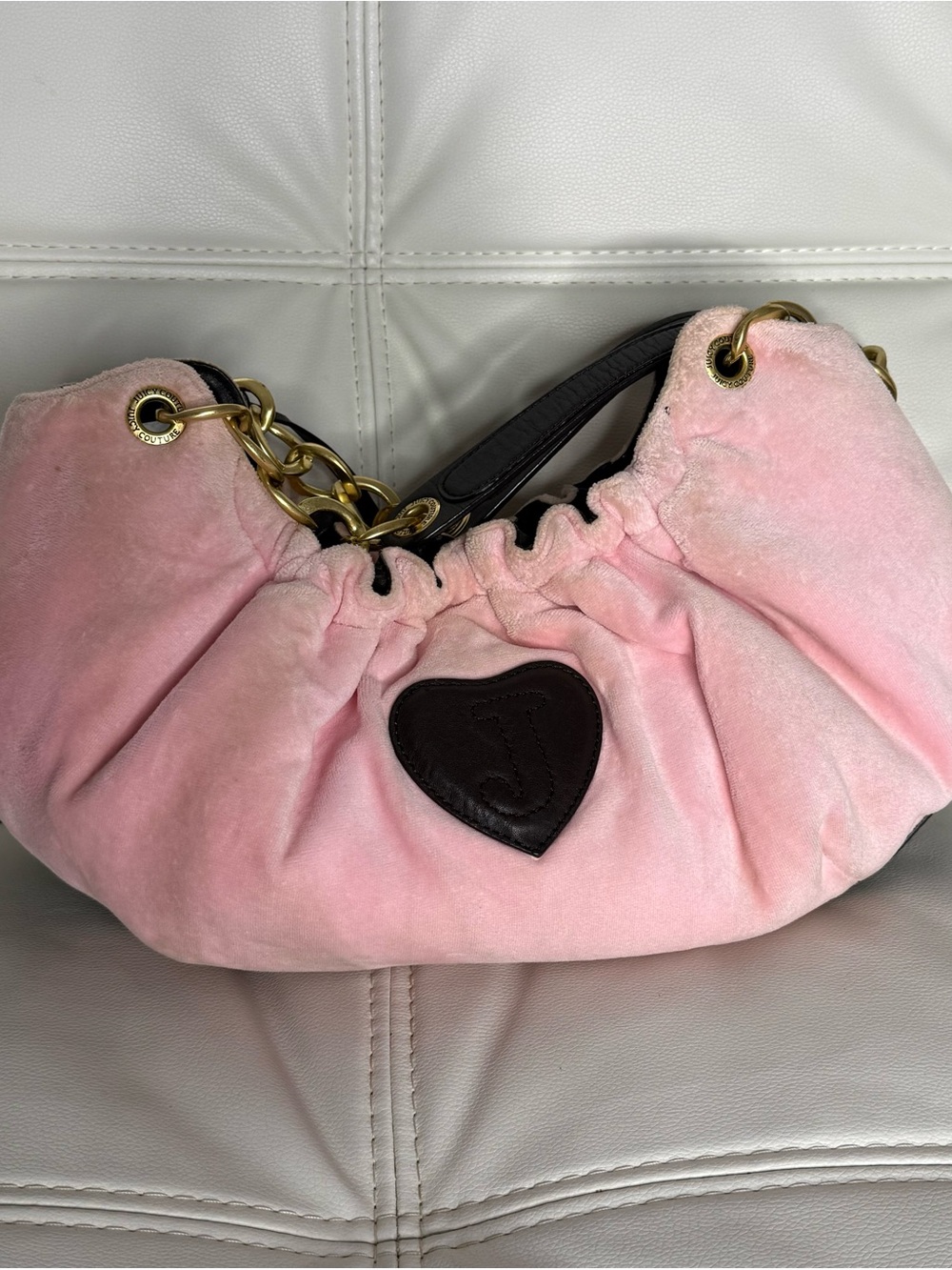 Juicy Couture Pink 'Juicy Royal' Embroidered Shoulder Bag with Gold Hardware - Picture 13 of 16